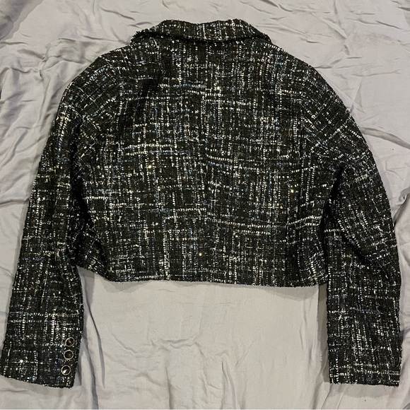 Black Blazer with silver, white , blue and sparkle patterns. - Picture 4 of 4